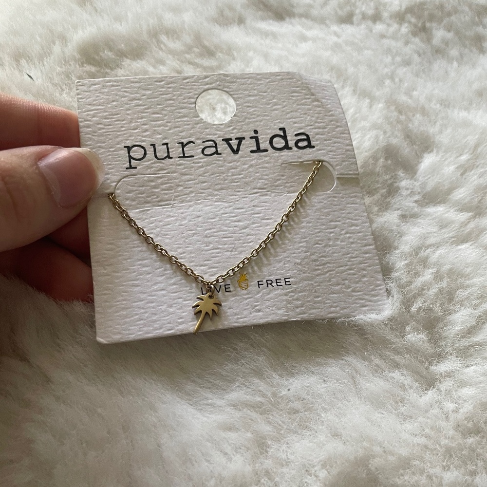 pura vida gold palm tree necklace